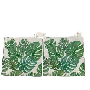 Zara Home Cotton Tropical Leaf Print  Pillow Cover 17.5” X 17.5” Set NWT (2 Pc)